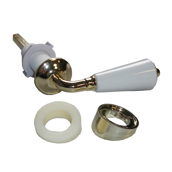 Traditional Cistern Lever- Gold/White (With Wedges)